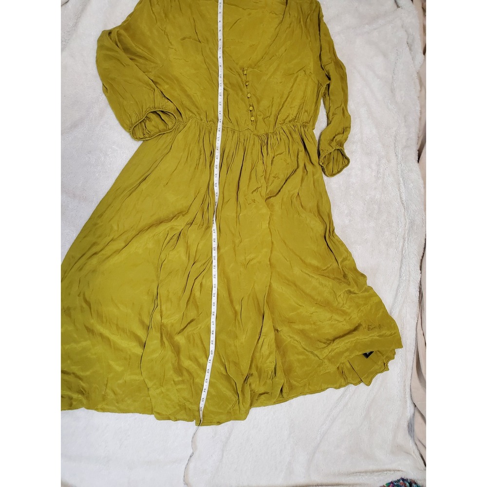 Torrid Chartreuse Green Satin Button Midi Dress 2x 18 20 Boho Bohemian Modest - Picture 4 of 7